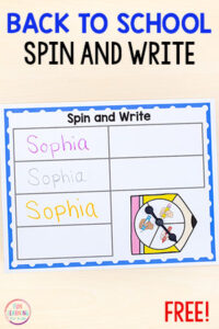 This no-prep spin and write your name activity makes learning to write your name a fun, hands-on experience. So skip the name worksheets and try this!