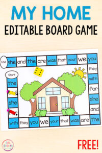 This editable my home board game is perfect for your all about me theme! Use it to teach sight words, letter identification, letter sounds, math facts and more!