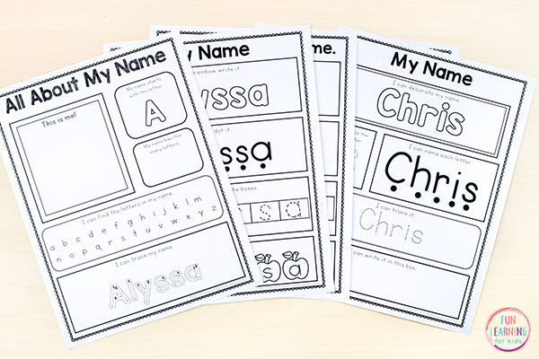 The kids will love these interactive name tracing worksheets for preschool and kindergarten. Perfect for an all about me theme too!