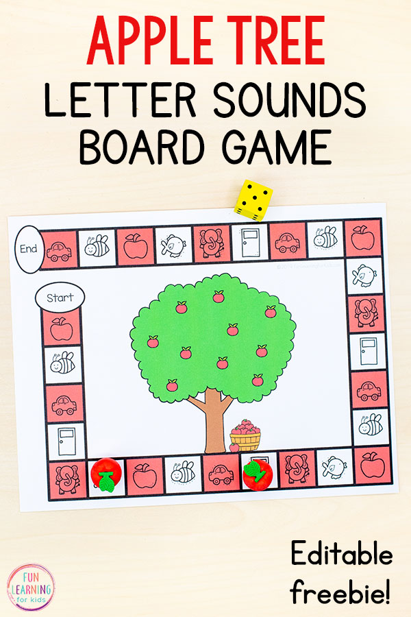 This apple tree letter sounds board game is a fun alphabet activity for your fall apple theme. Add it to your literacy centers or alphabet centers in preschool or kindergarten.
