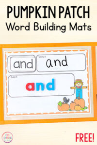 These pumpkin word building mats are perfect for literacy centers during your pumpkin theme. Teach names, sight words, spelling words and more this fall with this fun pumpkin activity.