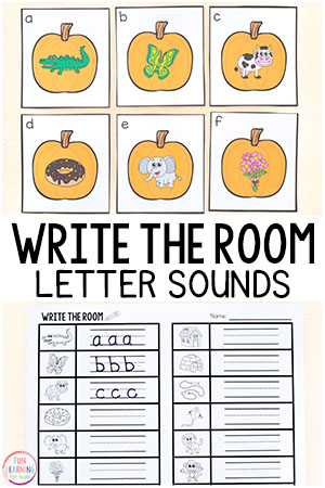 Pumpkin Beginning Sounds Write the Room Alphabet Printables
