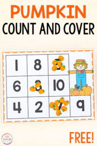 These pumpkin count and cover mats make for a fun pumpkin counting activity. Perfect for your fall theme math centers in preschool and kindergarten.