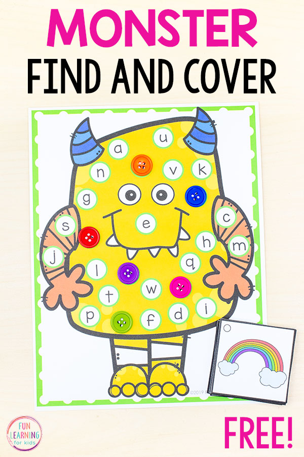 A fun monster activity for kindergarten or preschool alphabet or literacy centers.