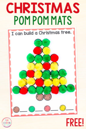 Christmas Fine Motor Mats with Pom Poms Free Printable