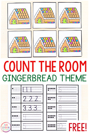 Gingerbread Theme Count the Room Printables for Preschool