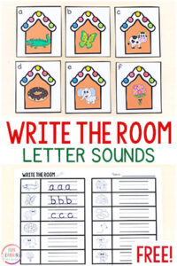 Gingerbread write the room alphabet activity with differentiated recording sheets.