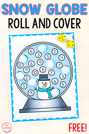 Snow Globe Roll and Cover Math Game Printable