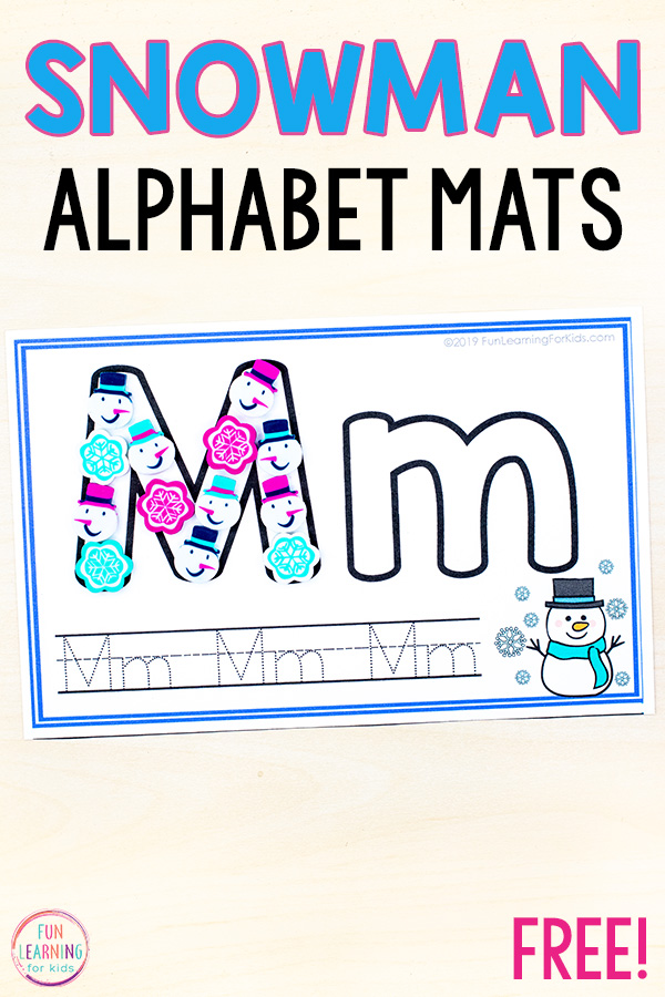 Winter alphabet handwriting and letter formation mats.