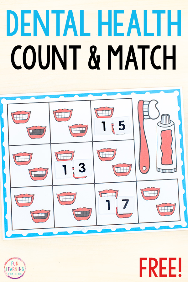 Teeth counting mats for dental health month