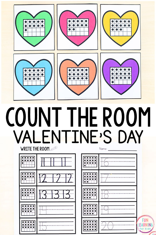 Heart theme count the room printables.