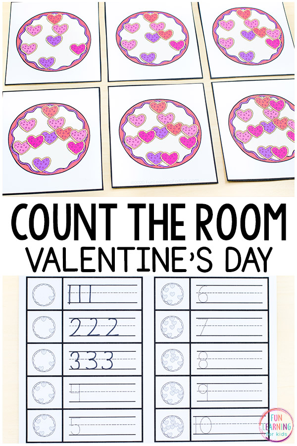 Valentine's Day count the room printable cards and recording sheets.