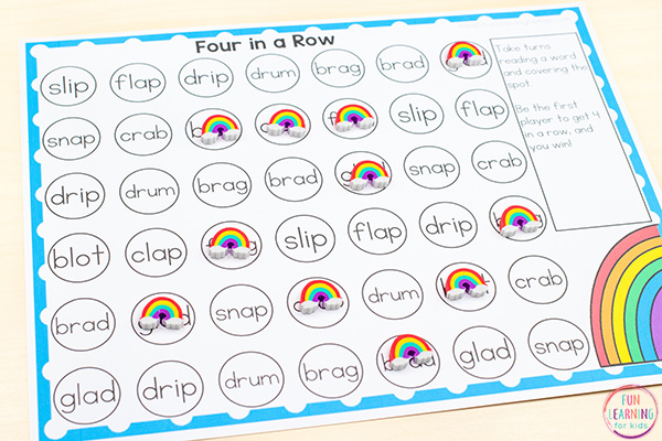 Rainbow editable 4 in a row game. Type in words, math facts, numbers, letters and more.
