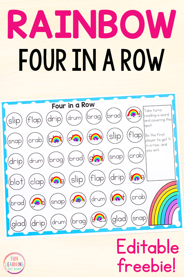 Editable phonics rules word work game for spring literacy centers.