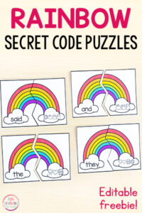 Rainbow sight word puzzle game