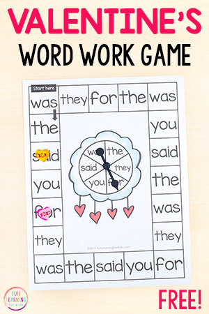 Editable Valentine’s Day Word Work Board Game Printable
