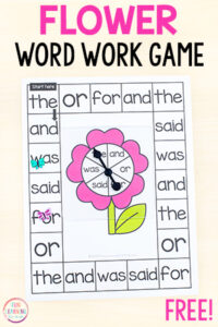 Printable flower theme board game that is editable so you can type words into it.