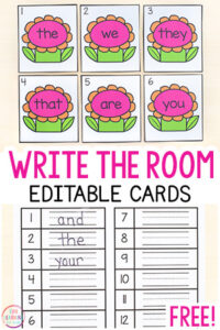 Free spring sight word write the room activity.