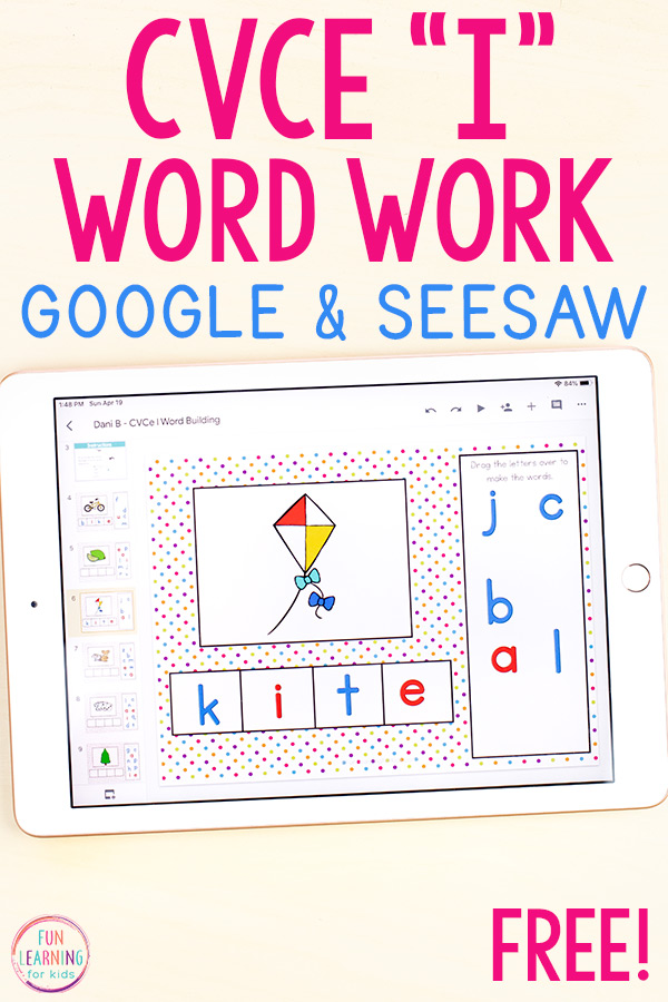 CVCe phonics activity for Seesaw and Google Classroom.