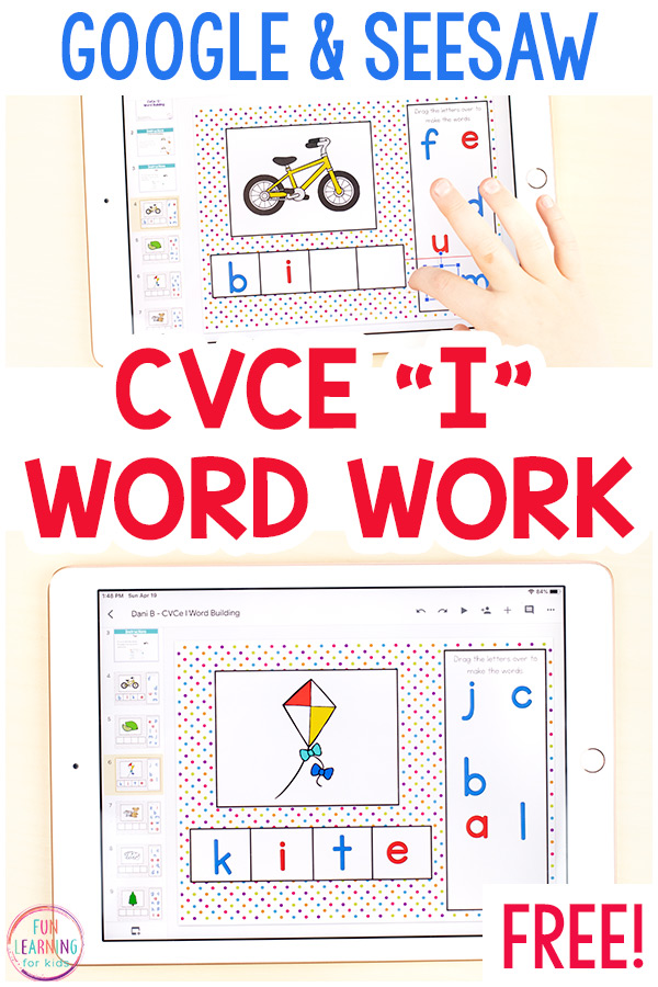 Long "I" CVCe word building activity for Google and Seesaw.