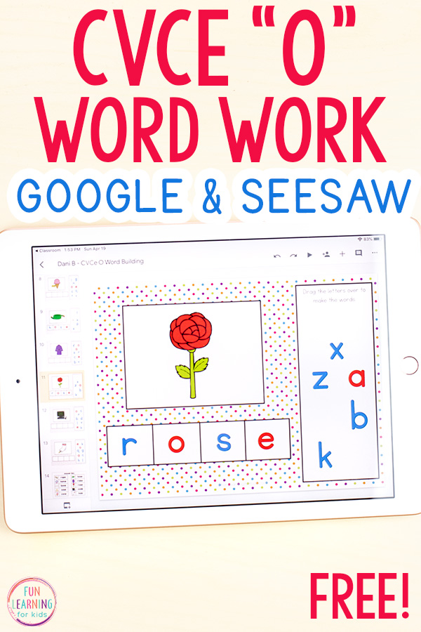Free CVCe phonics activity for Seesaw and Google Slides.