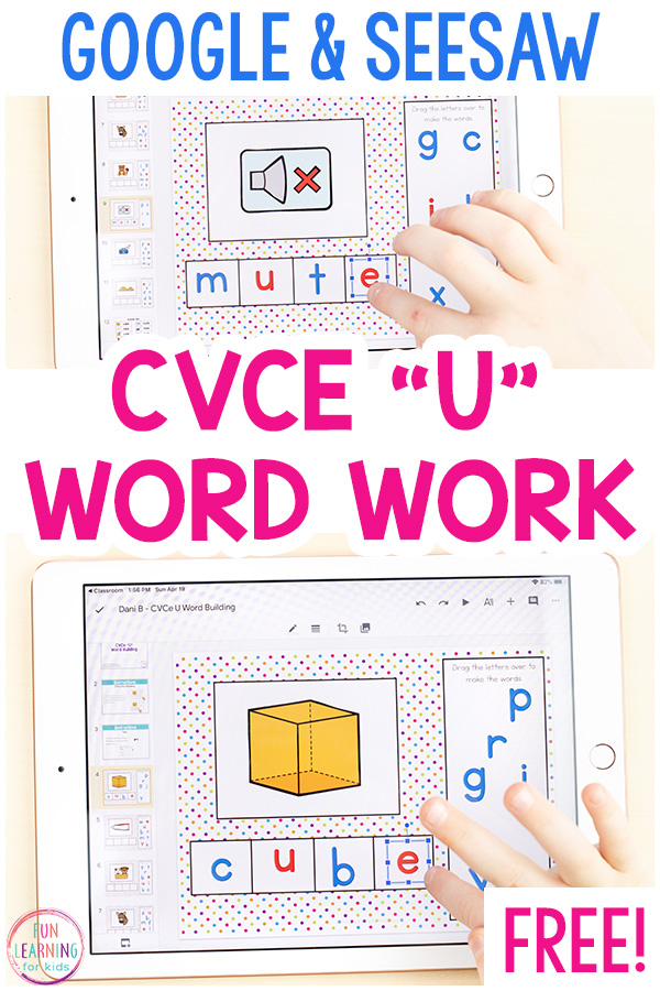 CVCe phonics activity for Google Classroom and Seesaw.