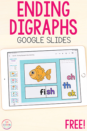 Ending Digraphs Word Building Activity for Google Slides