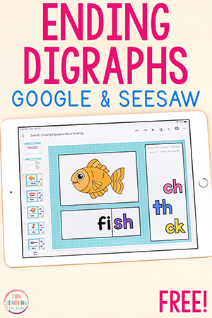 Ending Digraphs Word Building Activity for Google Slides and Seesaw