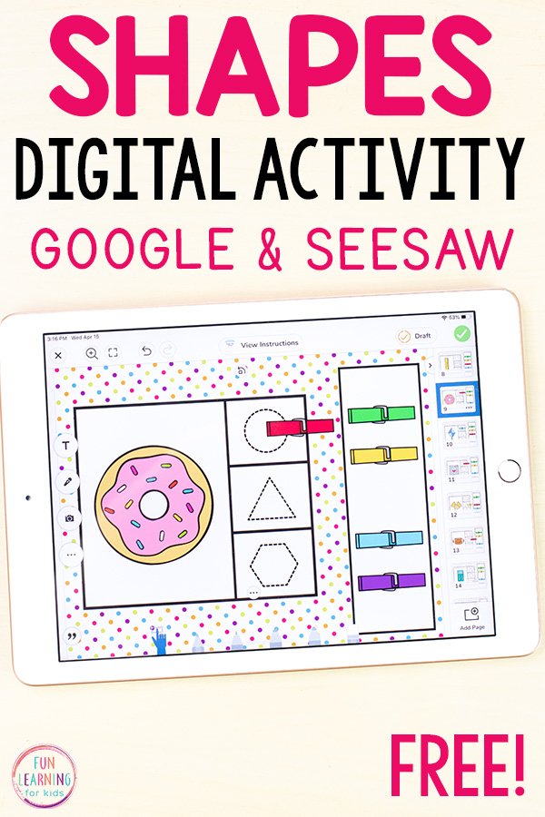 Digital 2D shapes activity for Google Classroom and Seesaw