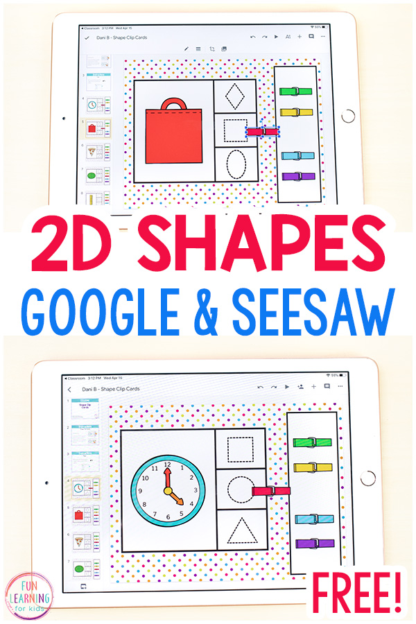 Free shapes activity for Google Classroom and Seesaw