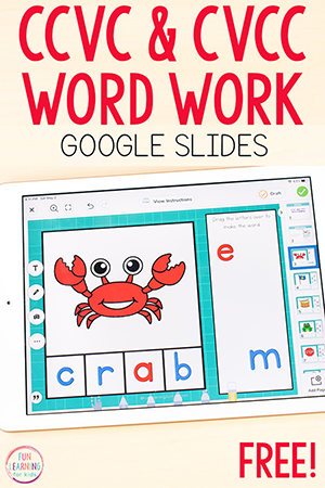 CCVC and CVCC Word Building Activity for Google Slides