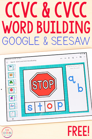 CCVC and CVCC Word Building Activity for Google Slides and Seesaw