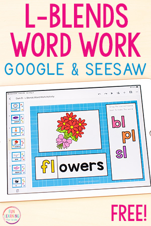 L-Blends Word Work Activity for Google Slides and Seesaw