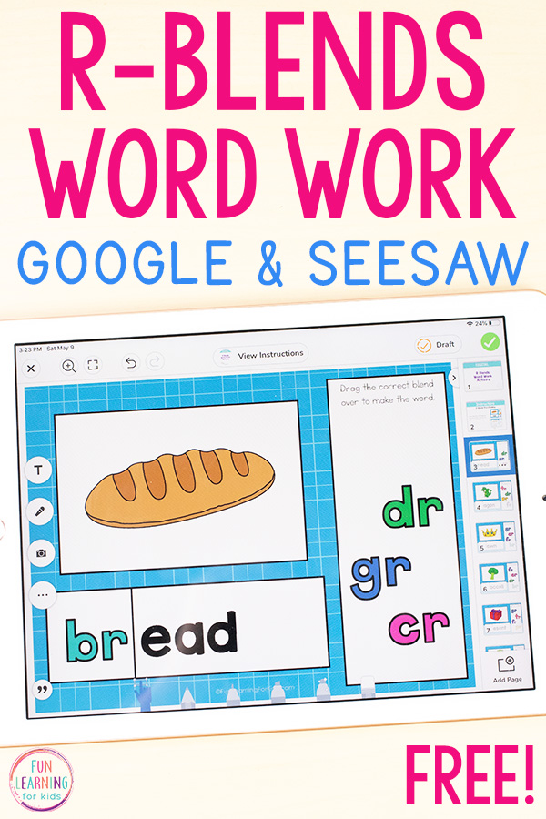 R-blends word work to use on Seesaw and Google Slides