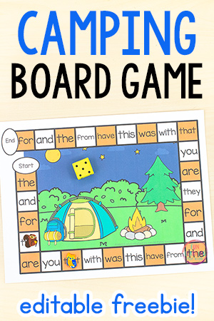 Editable Camping Theme Board Game Free Printable