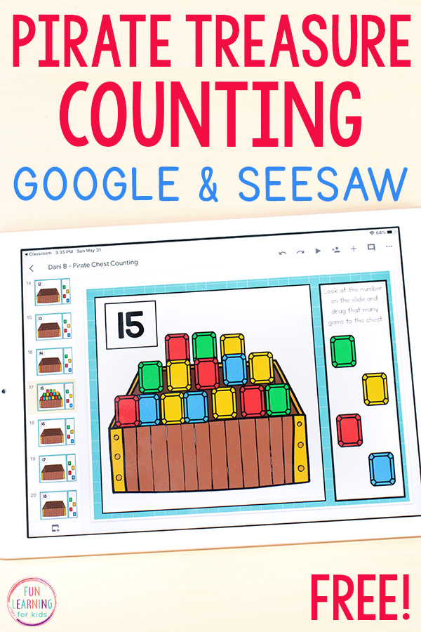 Google Slides and Seesaw pirate counting activity.