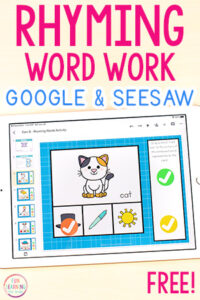 A fun rhyming words activity to use on Google Slides or Seesaw.