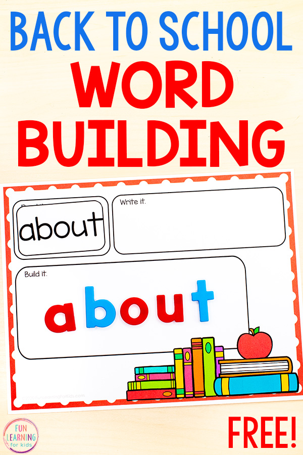 A word building mat that comes with editable cards that you place on the mat. There is a space for reading the word, a space for writing the word, and a space for building the word with manipulatives.