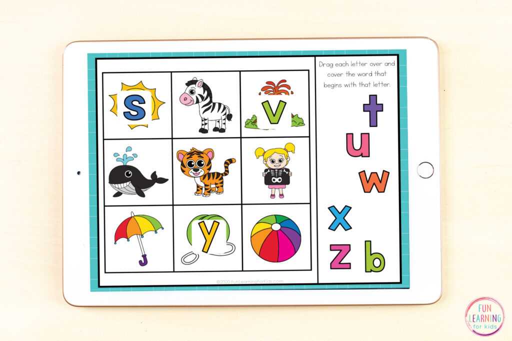 A fun alphabet activity that you can use on Seesaw and Google Slides.