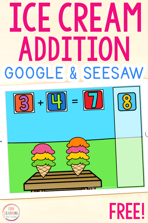 A fun ice cream theme math activity for the kids to use on Google Slides and Seesaw.