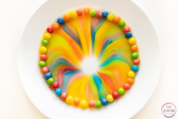 This Skittles science experiment is so colorful and engaging!