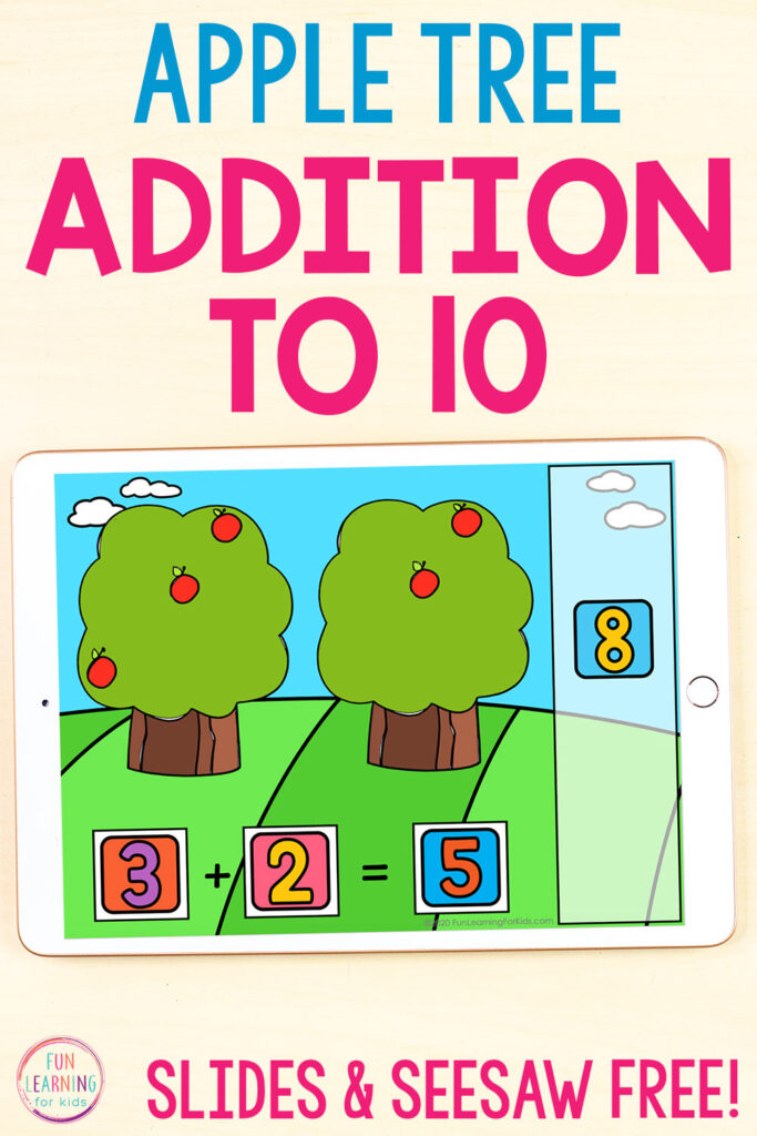 An addition to 10 math activity for your apple theme. Use on Google Slides or Seesaw. 