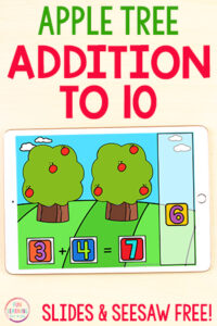 Apple tree math activity for fall math centers.