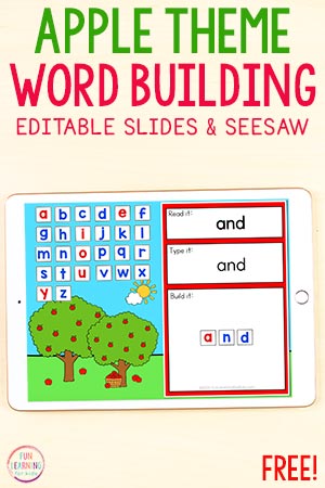 Digital Apple Sight Word Building Mats That You Can Edit