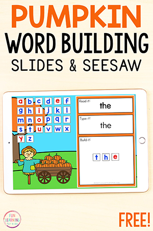 Digital and Editable Pumpkin Sight Word Building Mats