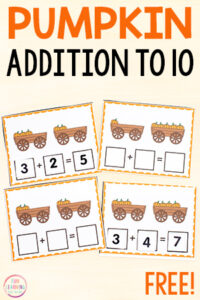 Free printable addition to 10 activity.