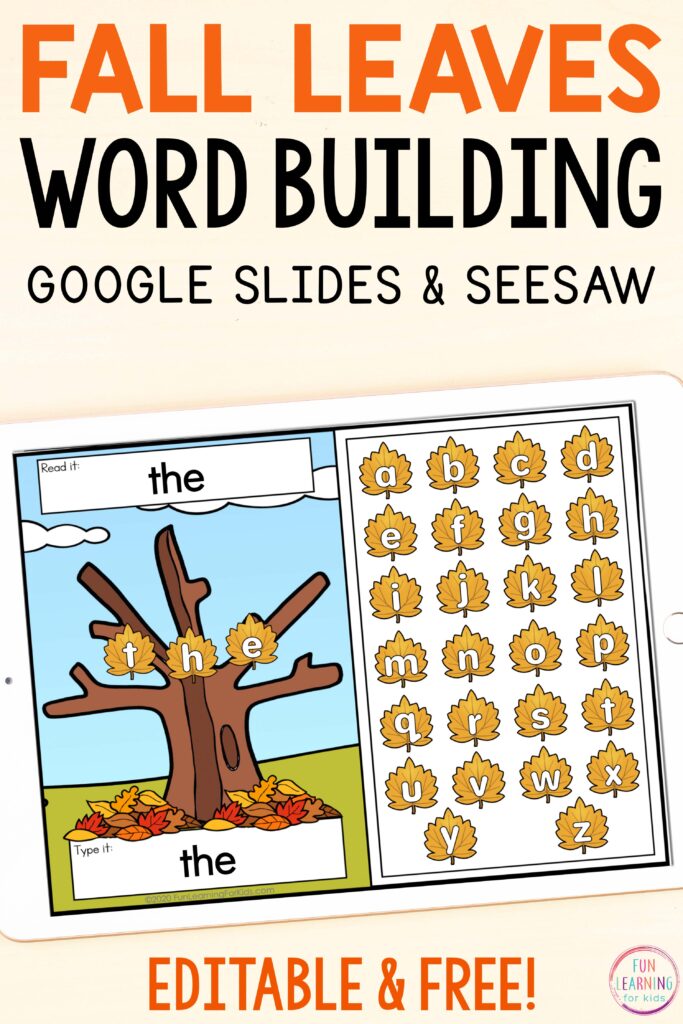Free digital word building mats for fall. 