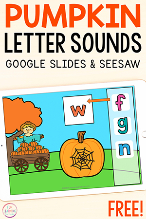 Pumpkin Beginning Sounds Activity for Google Slides and Seesaw