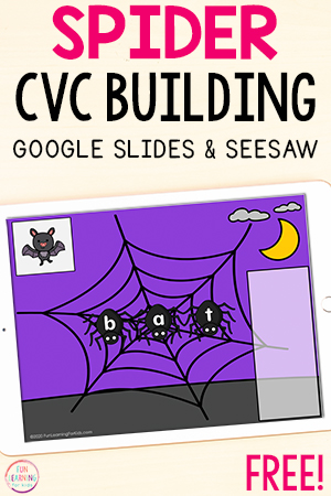 Digital Spider Web CVC Word Building Activity