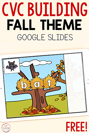 Fall Tree CVC Word Building Digital Literacy Activity